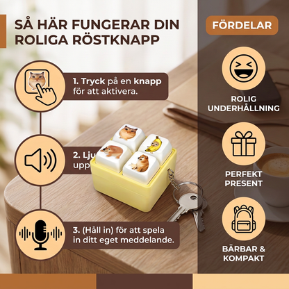 Rolig Röstknapp Nyckelring Leksak med Interaktiva Ljudeffekter