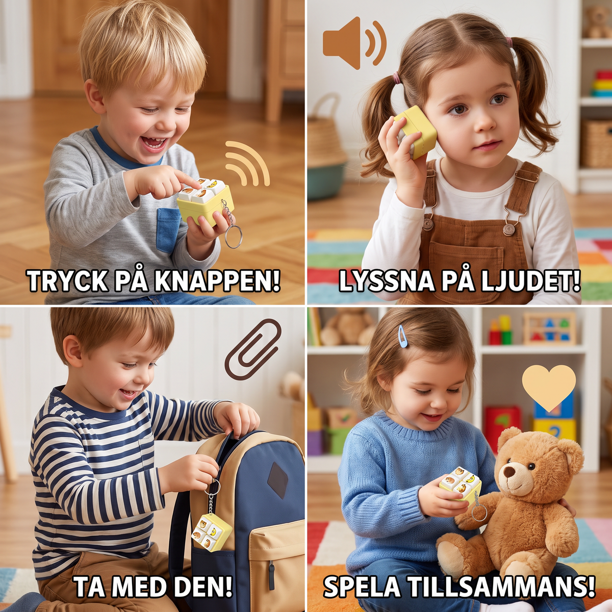 Rolig Röstknapp Nyckelring Leksak med Interaktiva Ljudeffekter