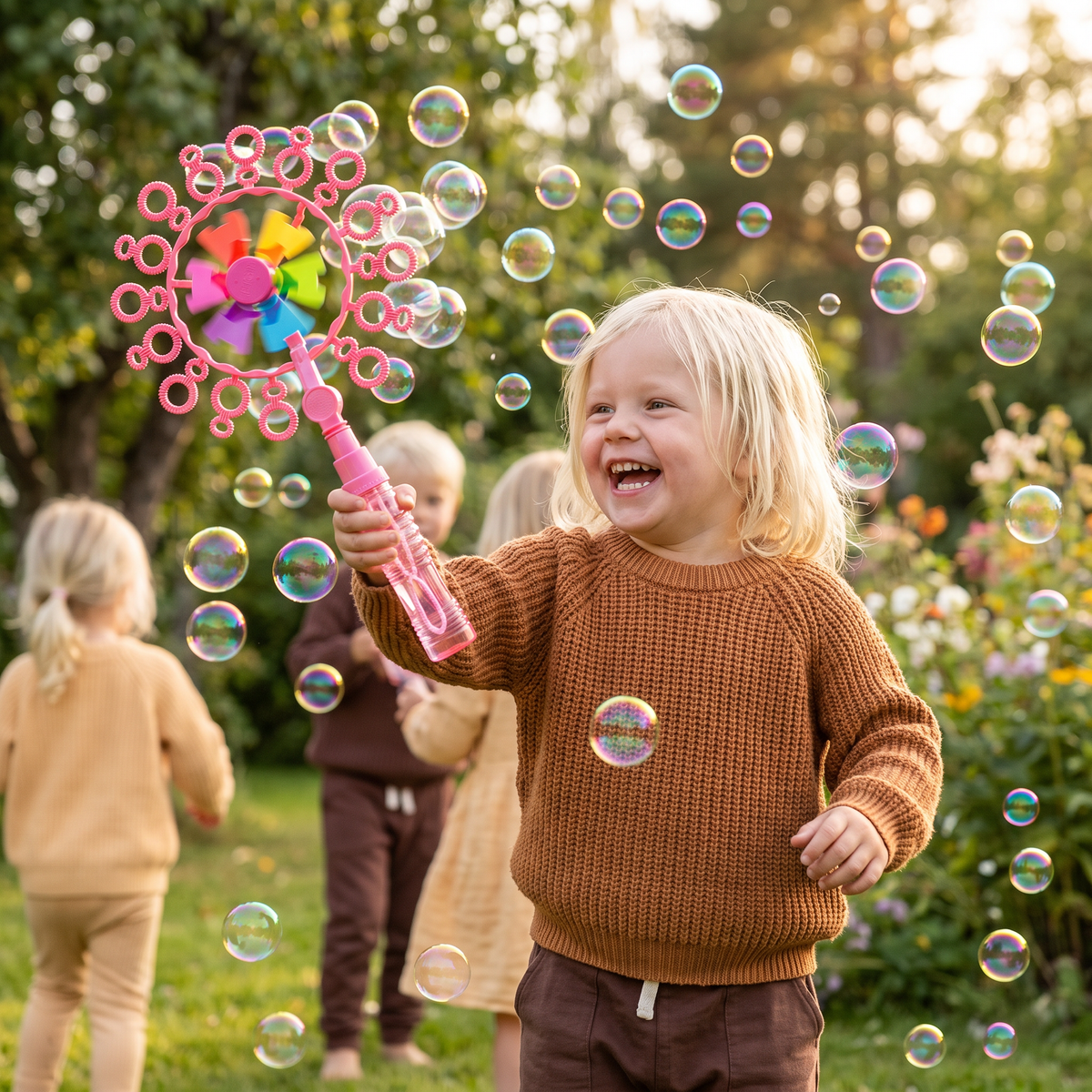 Bubbelstavset För Barn Med Vindkvarnsdesign För Utomhuslek