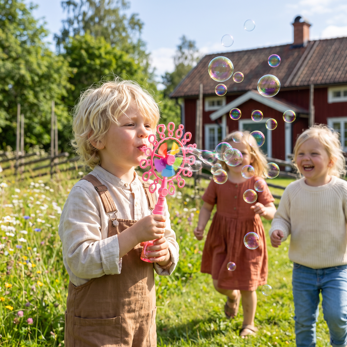 Bubbelstavset För Barn Med Vindkvarnsdesign För Utomhuslek
