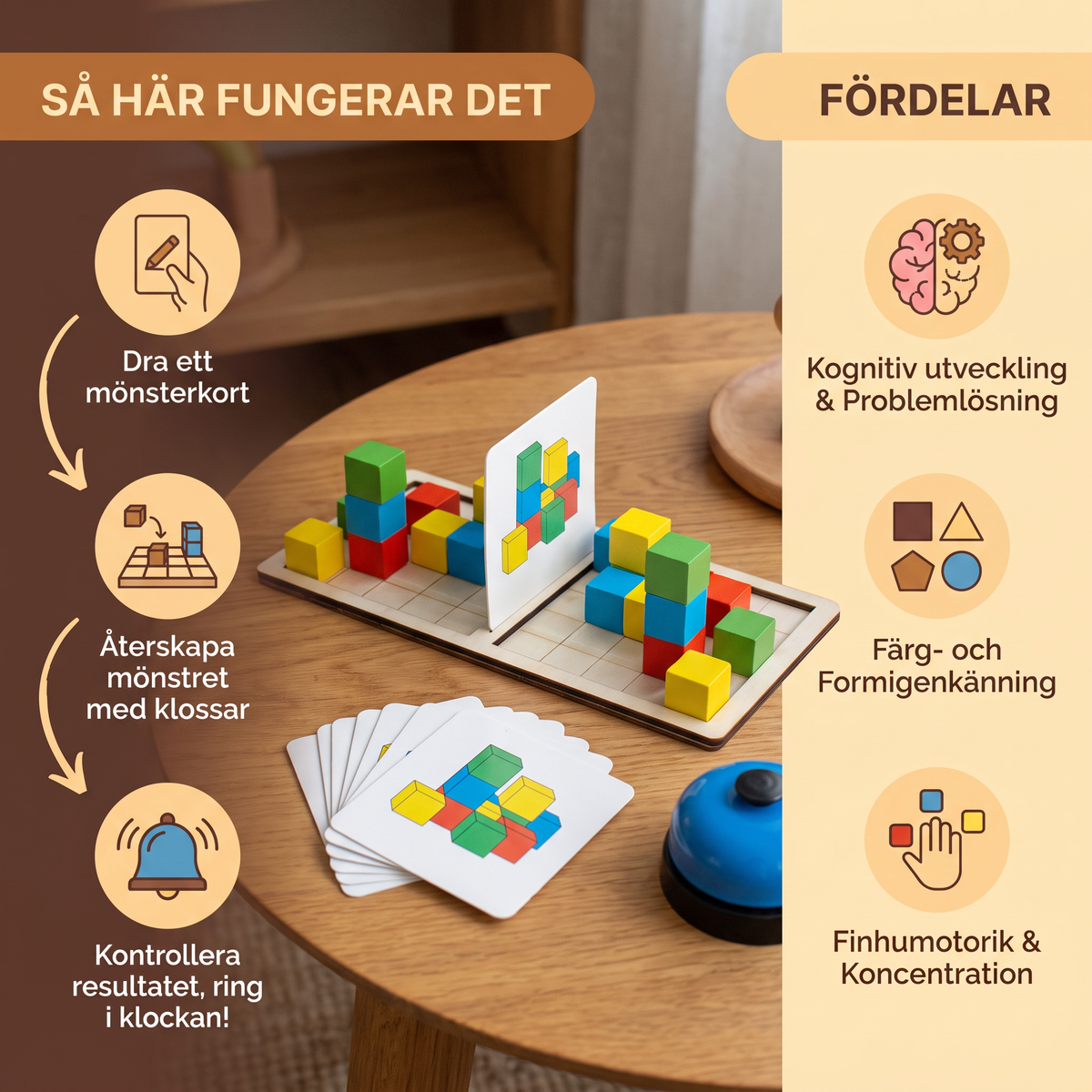 3D-Pusselspel med Byggklossar för Färgmatchning
