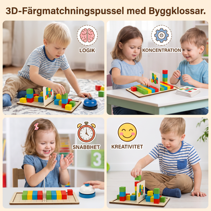 3D-Pusselspel med Byggklossar för Färgmatchning