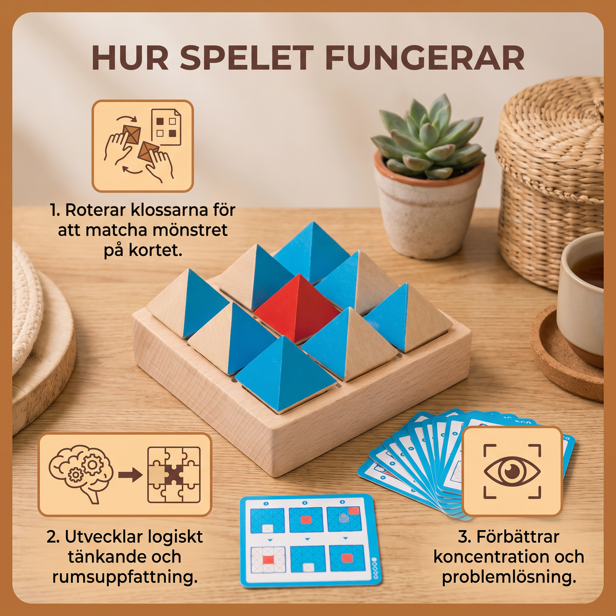 Träpussel med Geometriska Mönster – Spel för Logiskt och Rumsligt Tänkande
