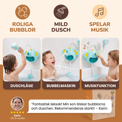 Musikalisk Badleksak i Form av en Elefant med Bubblor och Duschhuvud