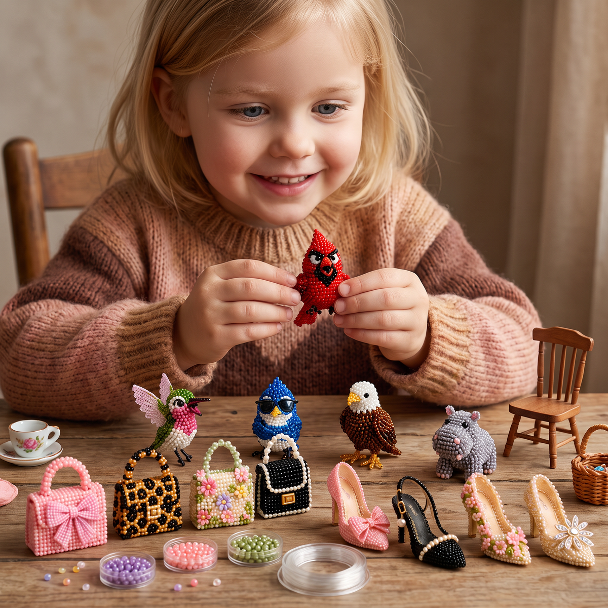 DIY-set för 3D-pärldjur – Skapa Miniatyrfigurer med Pärlor för Nybörjare