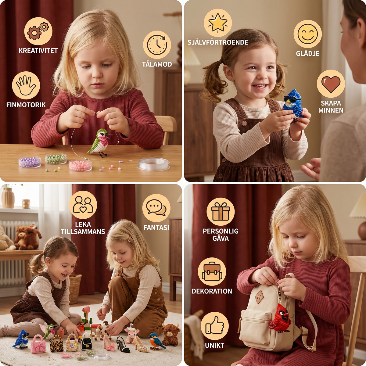 DIY-set för 3D-pärldjur – Skapa Miniatyrfigurer med Pärlor för Nybörjare