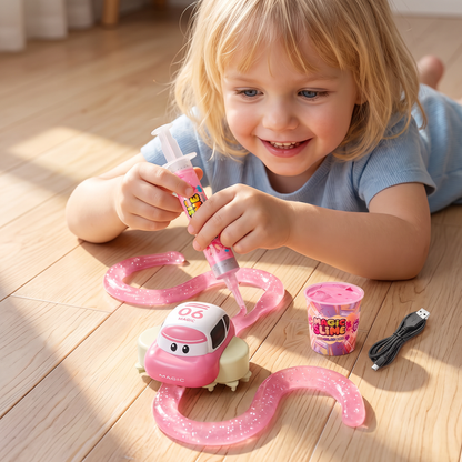 Magiskt Slime-Racerbaneset – DIY-Äventyr med Elbilar