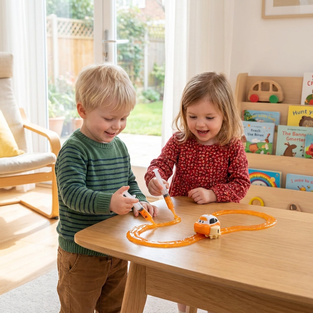 Magiskt Slime-Racerbaneset – DIY-Äventyr med Elbilar