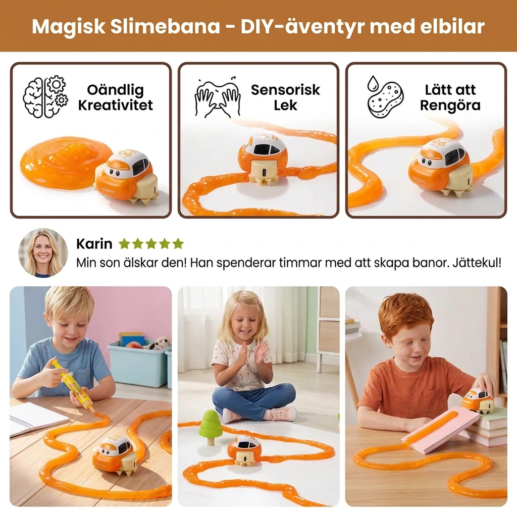 Magiskt Slime-Racerbaneset – DIY-Äventyr med Elbilar
