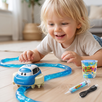 Magiskt Slime-Racerbaneset – DIY-Äventyr med Elbilar