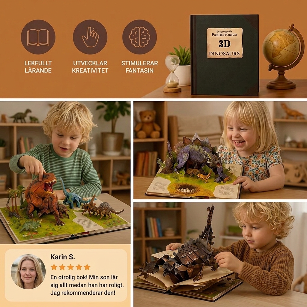 Interaktiv 3D Dinosaurie Pop-Up-Encyklopedi