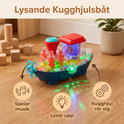 Lysande Kugghjulsbåt – Musikalisk Elektrisk Leksaksbåt För Barn