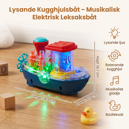 Lysande Kugghjulsbåt – Musikalisk Elektrisk Leksaksbåt För Barn