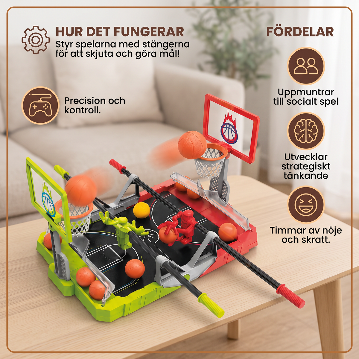 Mini-Basketball-Battlespel – Bordbasketutmaning för 2 Spelare