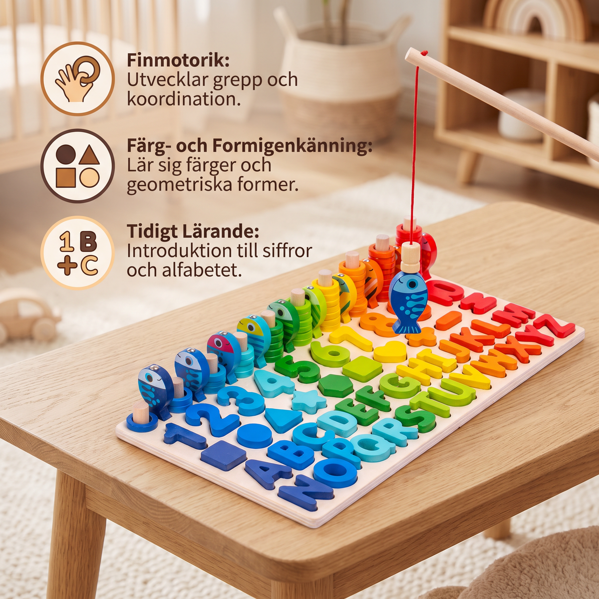 Färdighetsutveckling – Montessori Aktivitetsbräda I Trä