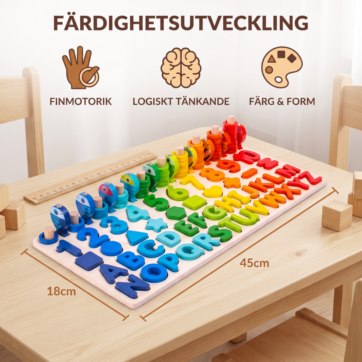 Färdighetsutveckling – Montessori Aktivitetsbräda I Trä