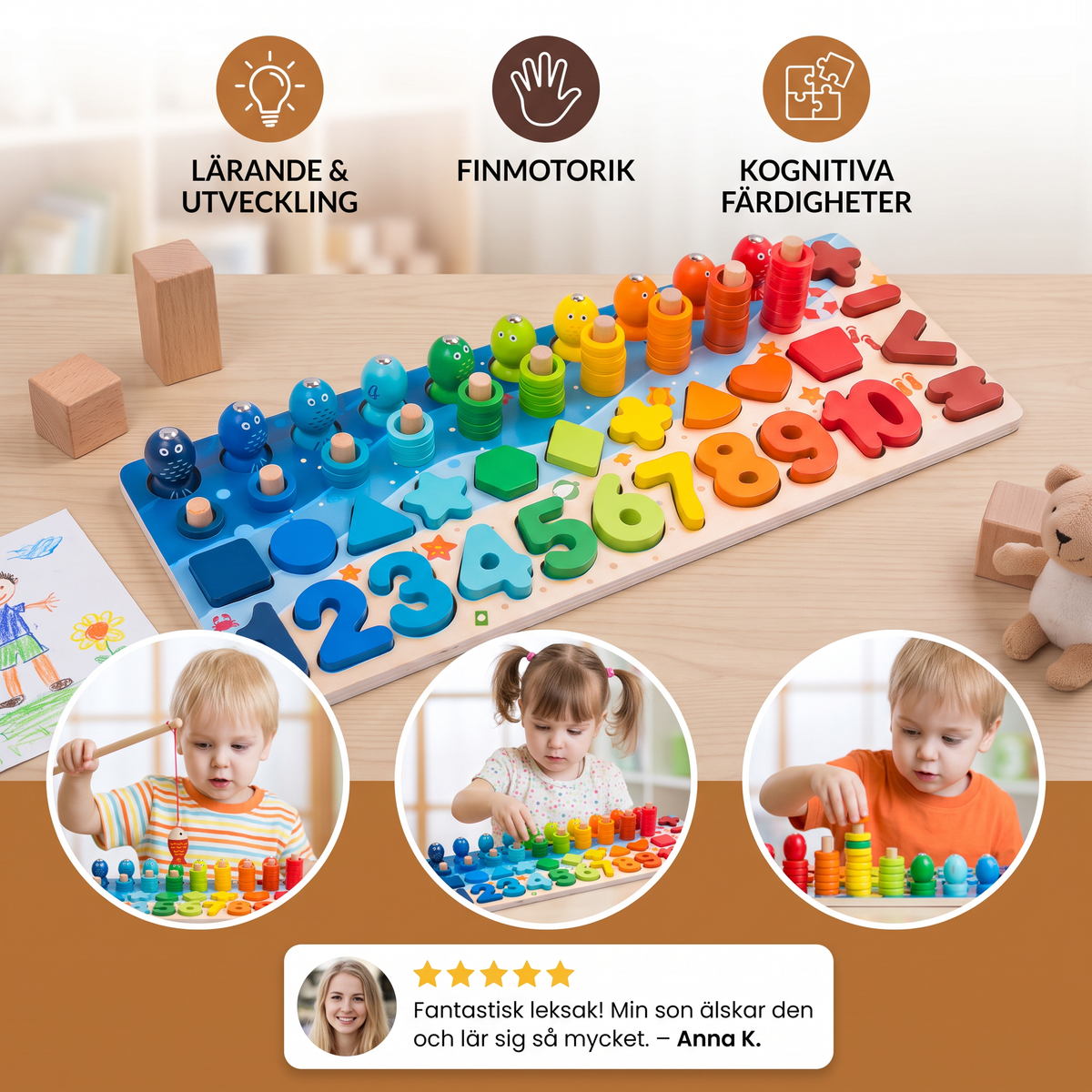 Färdighetsutveckling – Montessori Aktivitetsbräda I Trä