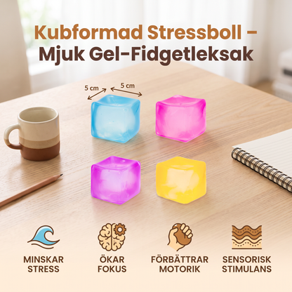 Kubformad stressboll– Mjuk Gel-Fidgetleksak För Sinnena