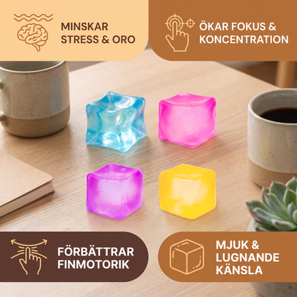 Kubformad stressboll– Mjuk Gel-Fidgetleksak För Sinnena
