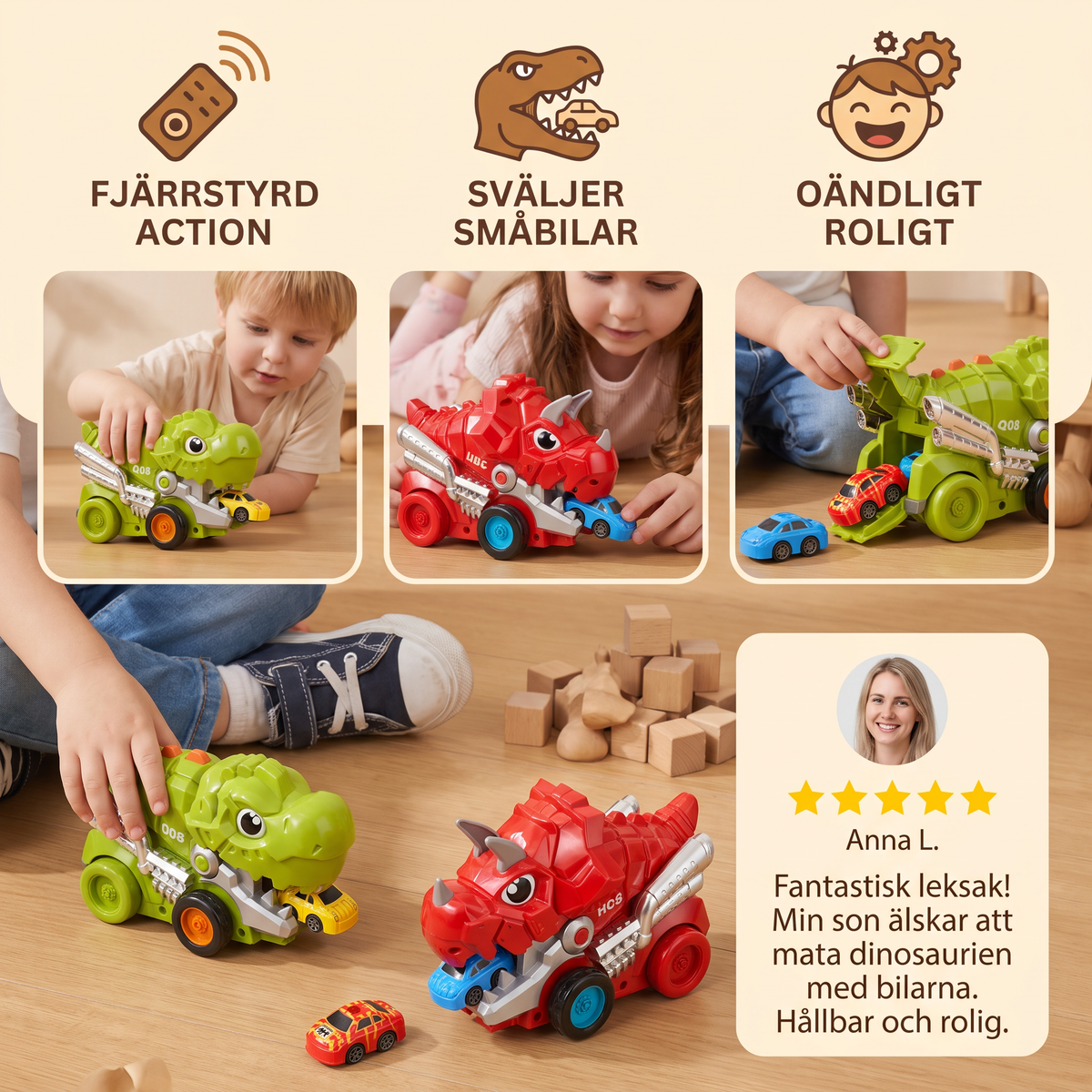Fjärrstyrd Dino Lastbil Som Sväljer Bilar