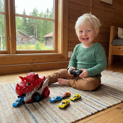 Fjärrstyrd Dino Lastbil Som Sväljer Bilar