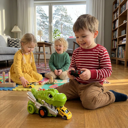 Fjärrstyrd Dino Lastbil Som Sväljer Bilar