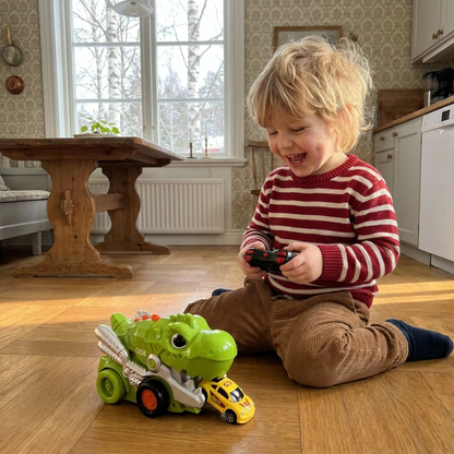 Fjärrstyrd Dino Lastbil Som Sväljer Bilar