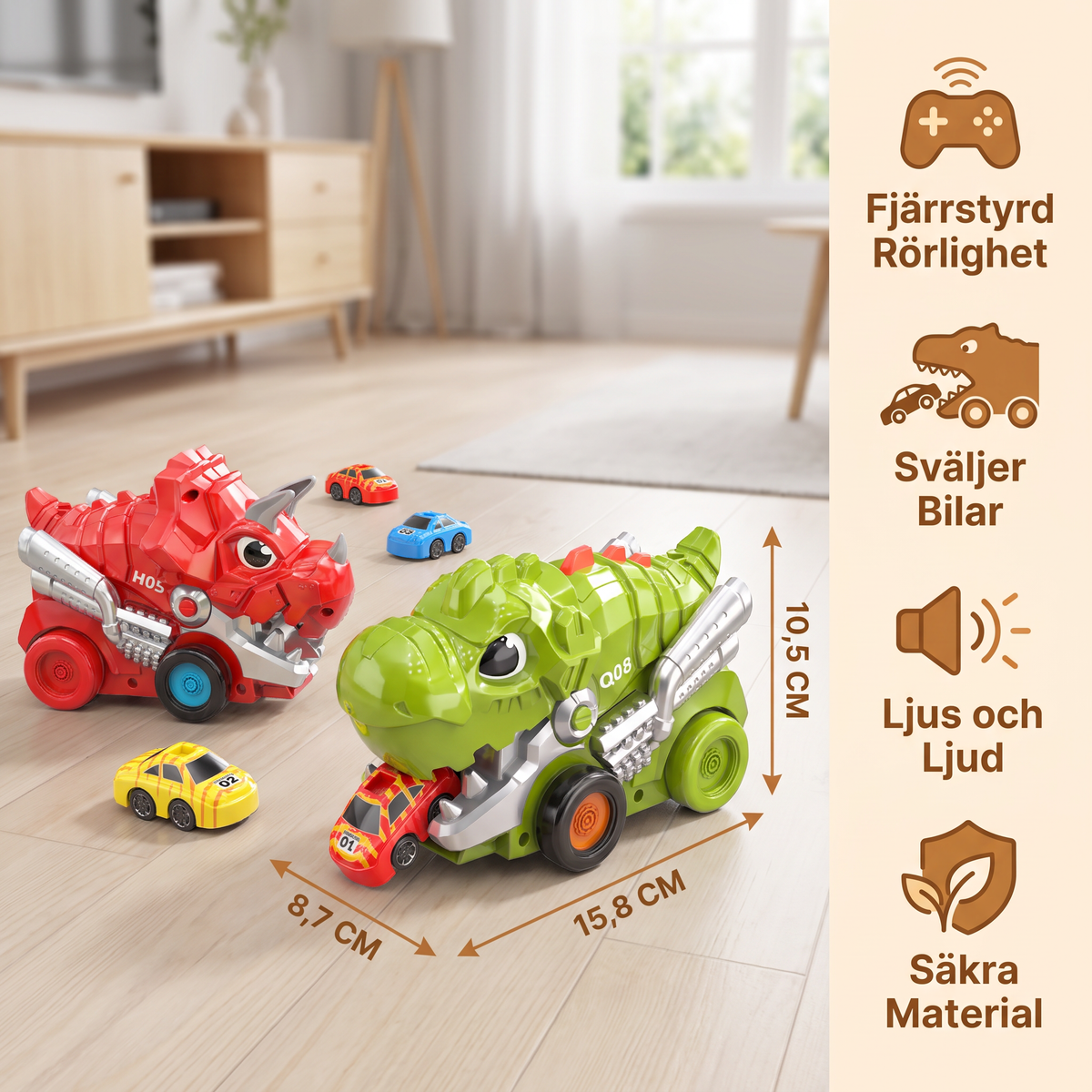 Fjärrstyrd Dino Lastbil Som Sväljer Bilar