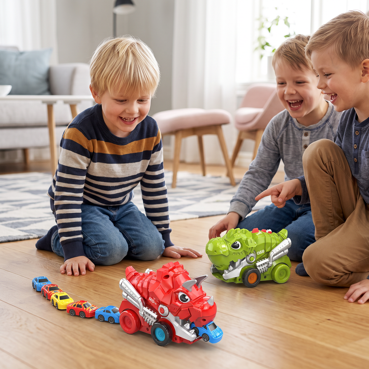 Fjärrstyrd Dino Lastbil Som Sväljer Bilar