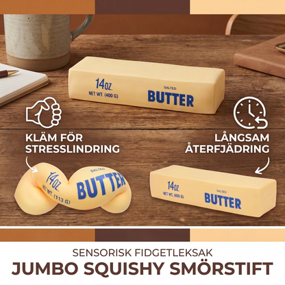 Jumbo Squishy smörstift – Långsamt Återfjädrande Stressboll och Sensorisk Fidgetleksak