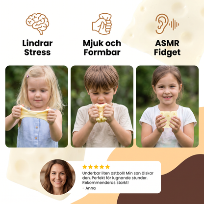 Squishy Ostboll Antistressboll – Mjuk, Formbar ASMR Fidget-leksak för Stress- och Spänningslindring