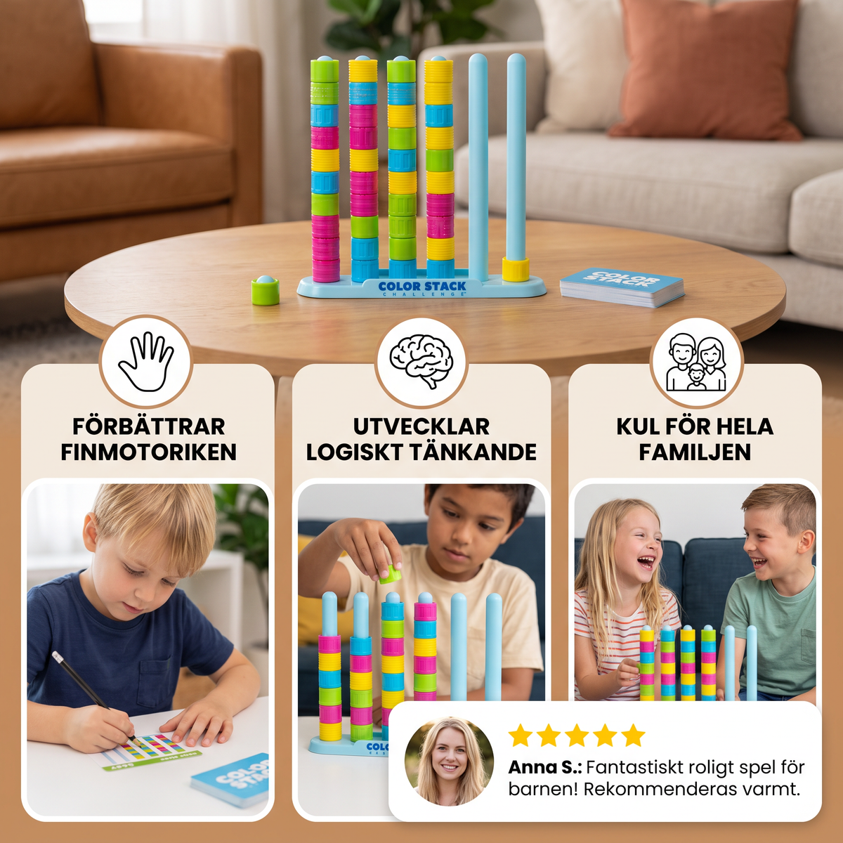 Färg Staplingsutmaning – Ett Snabbt Färgmatchningsspel För Fester Och Hela Familjen