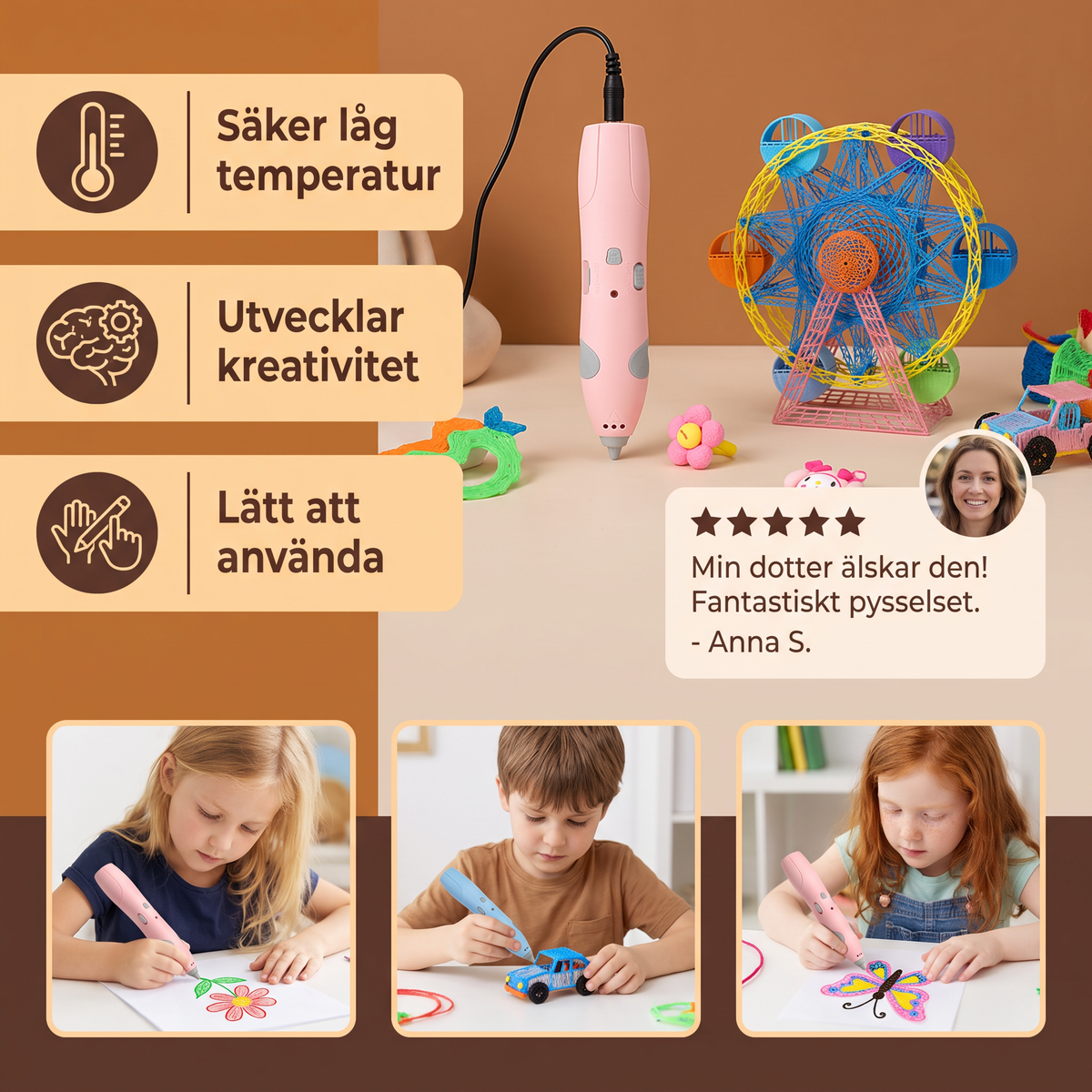 3D-Pennset Med Låg Temperatur För Barn – Säkert DIY-STEM-Ritset