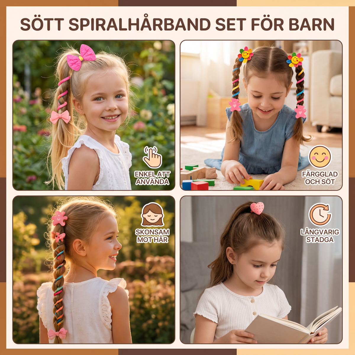 Sött Spiralhårband Set för Barn