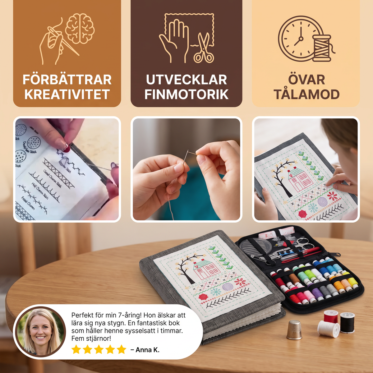 Broderibok Med Steg-för-Steg-Stygninstruktioner