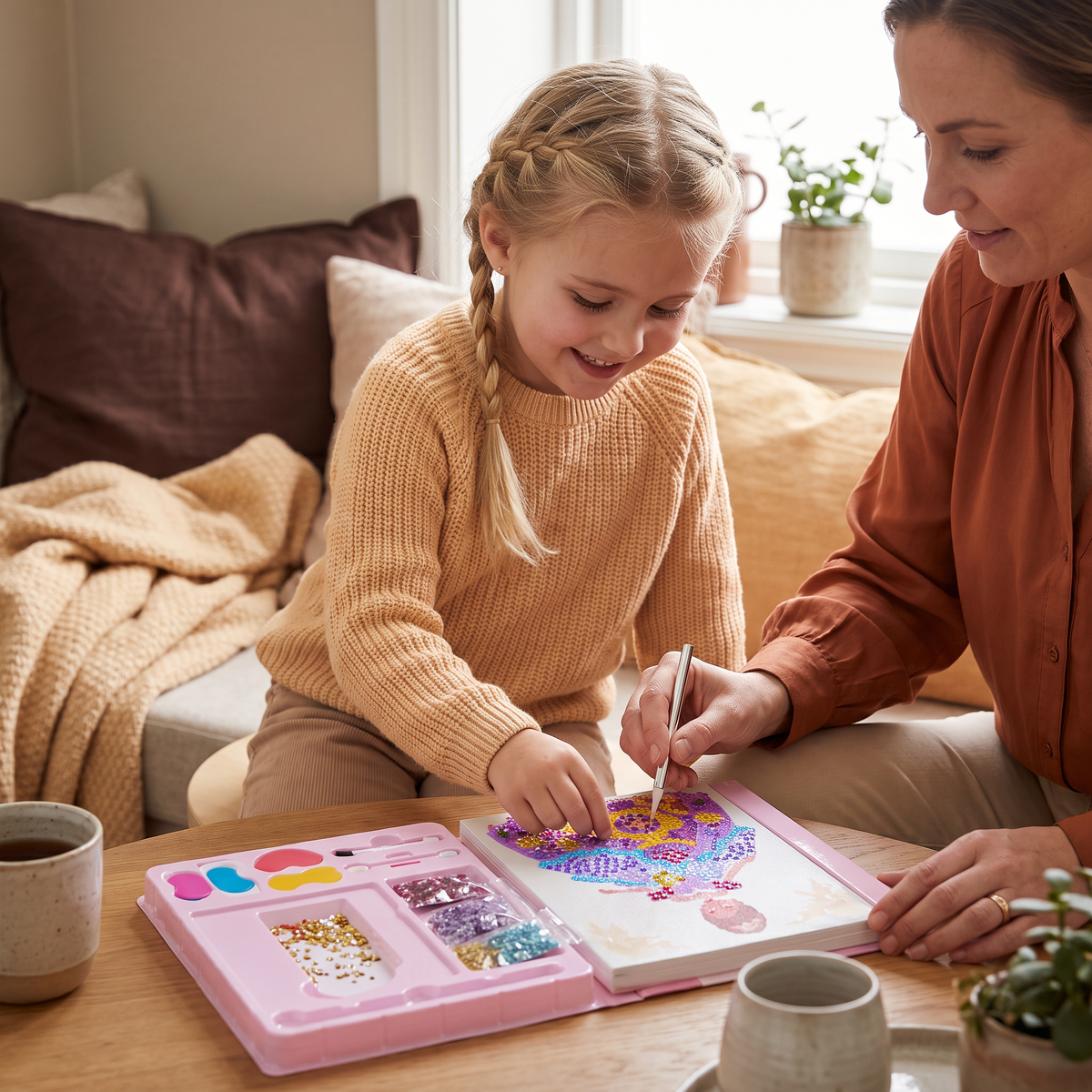 Pysselset med prinsessbok för diamantmålning och foliekonst
