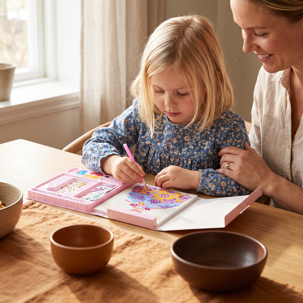 Pysselset med prinsessbok för diamantmålning och foliekonst