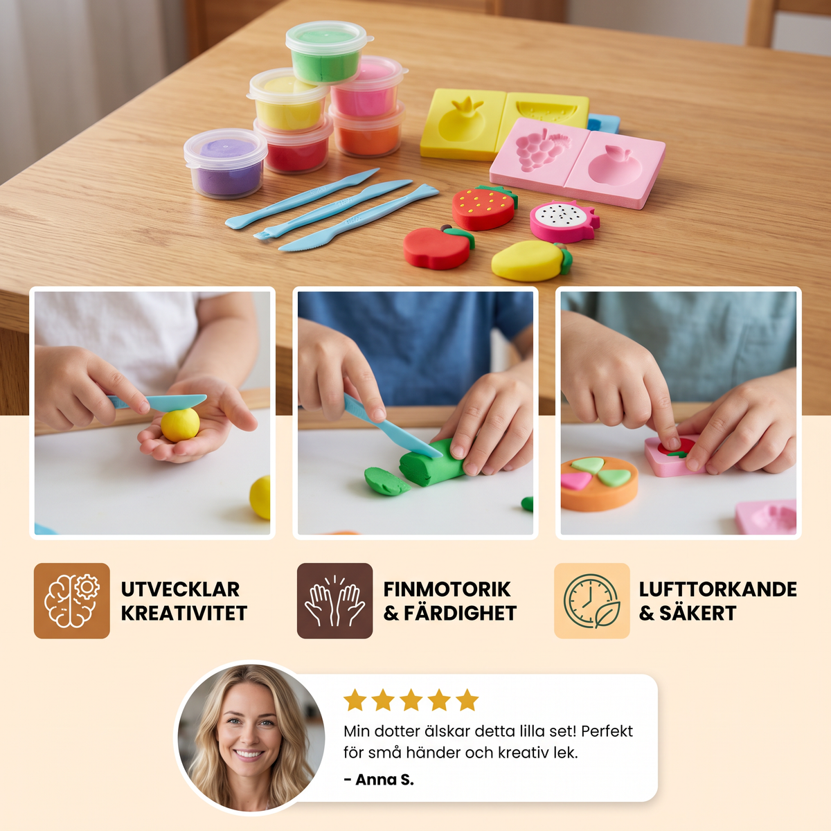 DIY-set med lufttorkande lera för barn