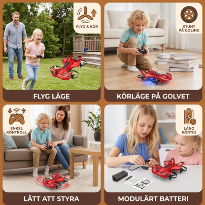 2-i-1 Fjärrstyrd Flygande Drönare & Stuntracingbil