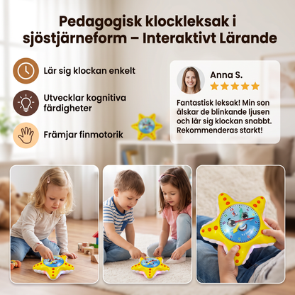 Pedagogisk klockleksak i sjöstjärneform – interaktiv leksak för barn som lär sig klockan