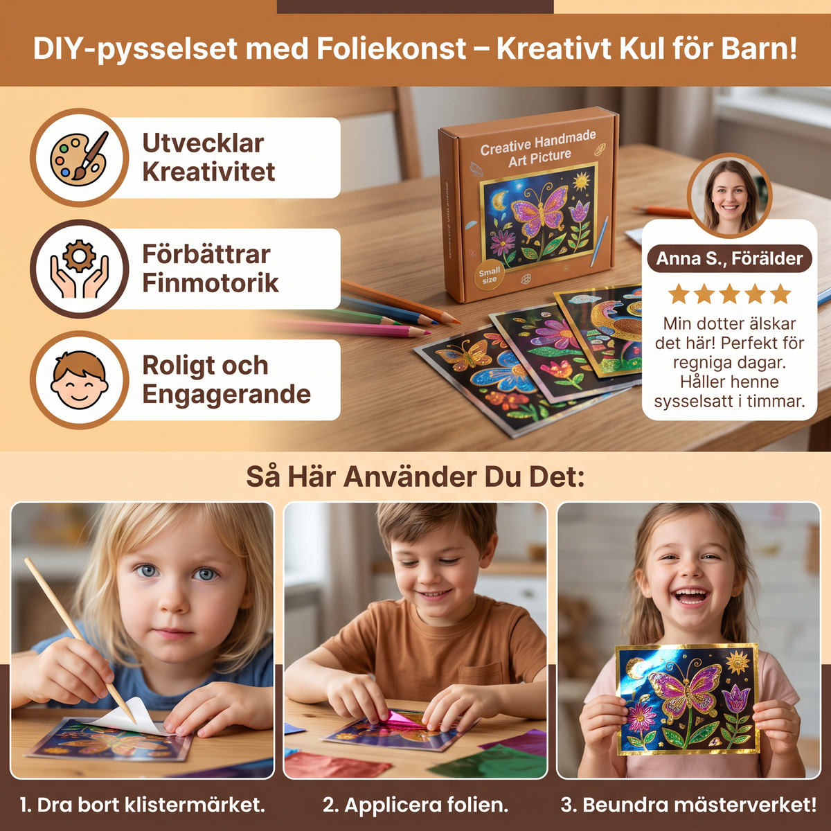 DIY-pysselset med foliekonst för barn
