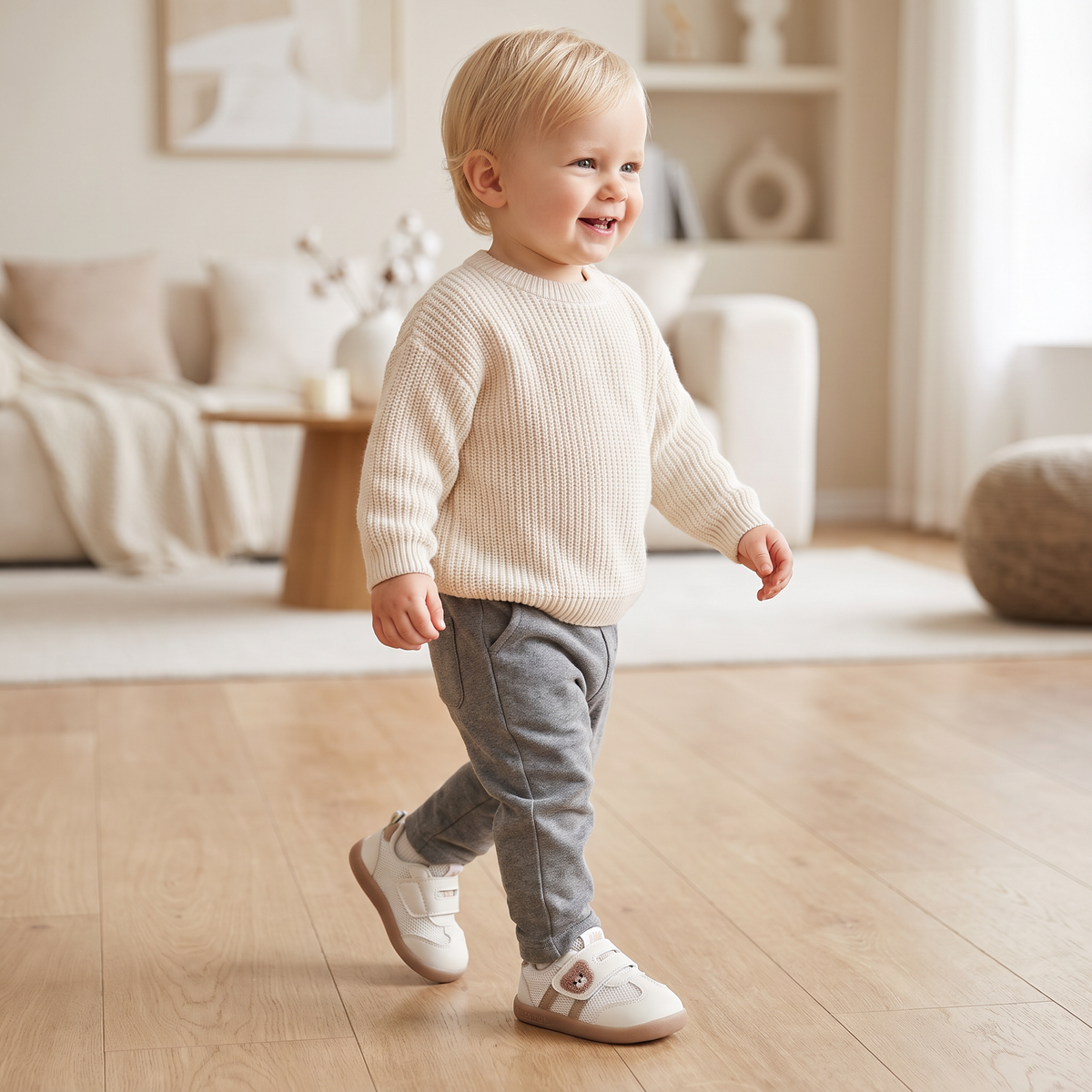 Andningsbara första gångs skor för bebisar och småbarn – mjuk sula och halkfri design