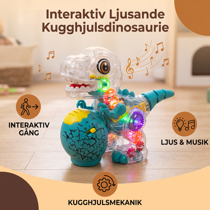Interaktiv Ljusande Kugghjulsdinosaurie med Musik och Gående Rörelse