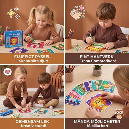 Fluffigt pyssel- och målarset med pompomdjur