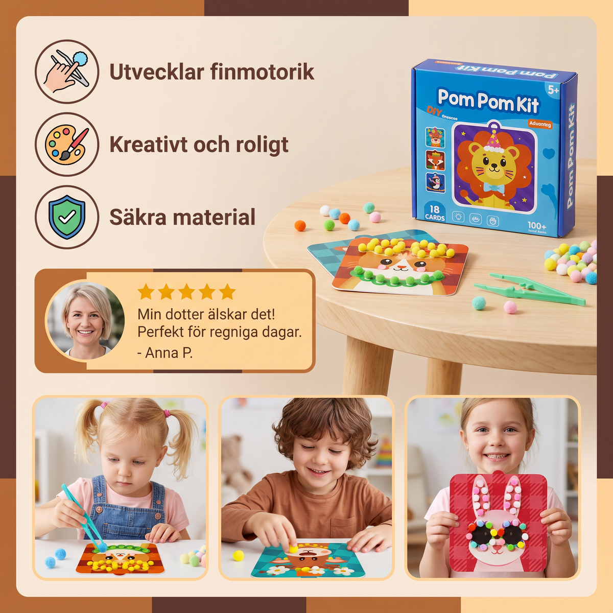 Fluffigt pyssel- och målarset med pompomdjur