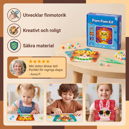 Fluffigt pyssel- och målarset med pompomdjur