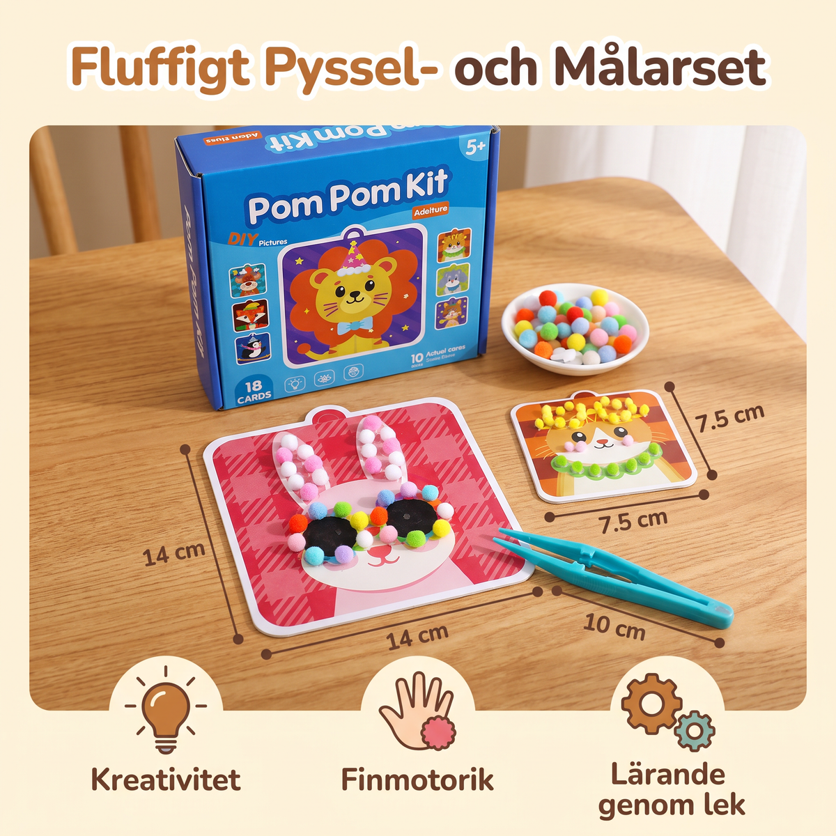 Fluffigt pyssel- och målarset med pompomdjur