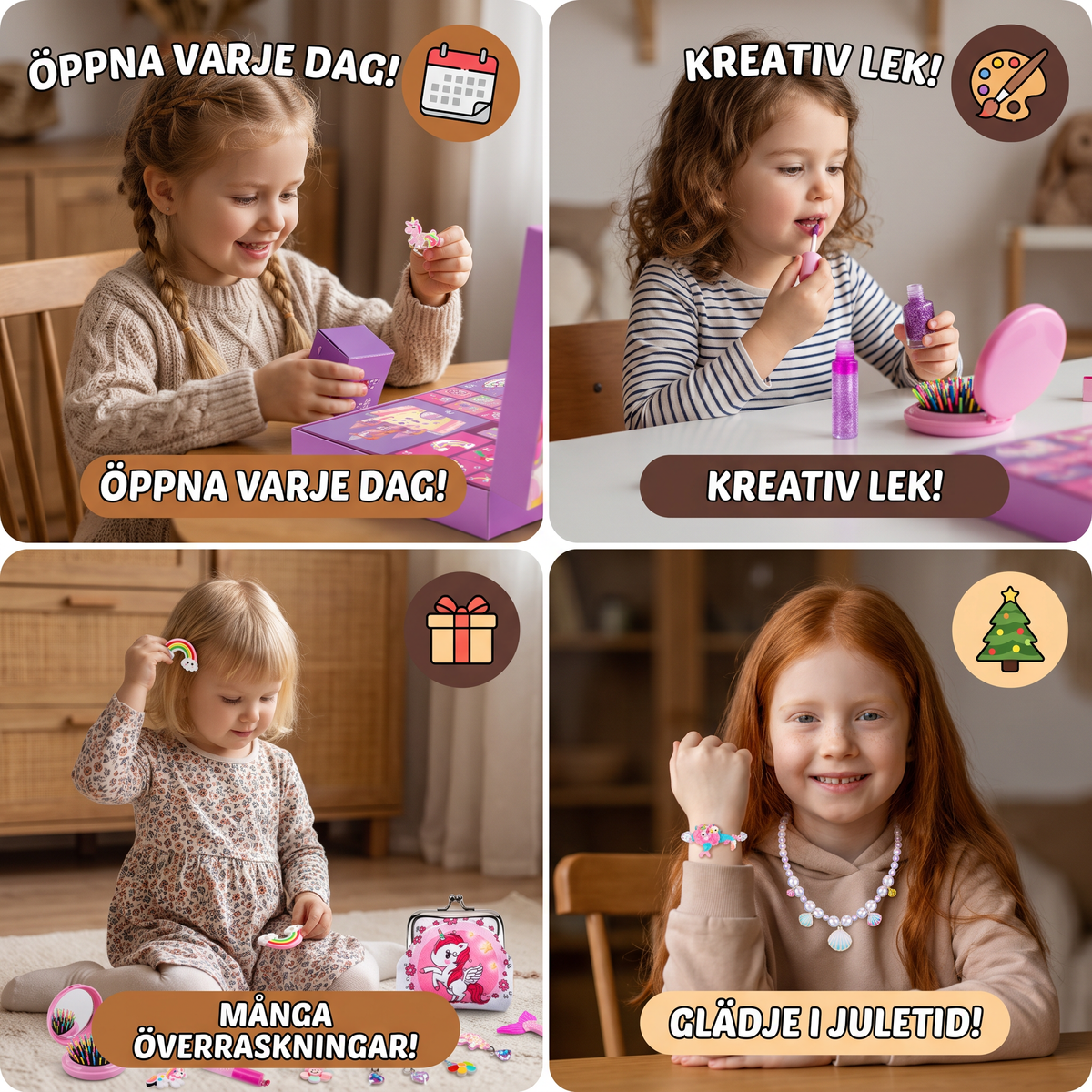 Överraskningsadventskalender Med Enhörning & Prinsessa För Flickor