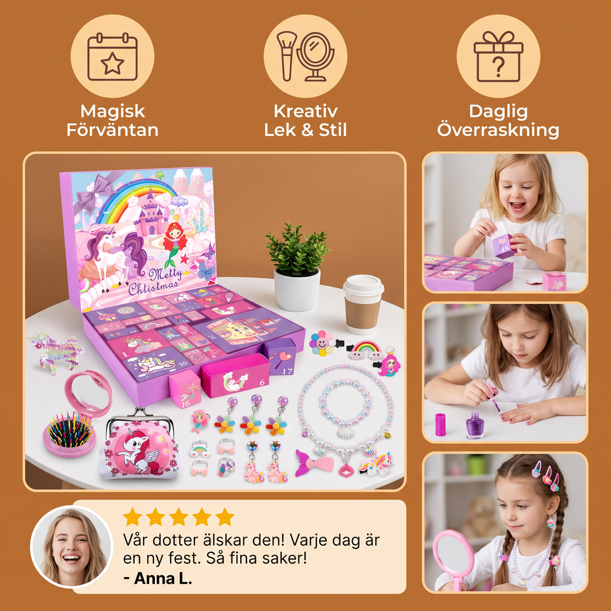 Överraskningsadventskalender Med Enhörning & Prinsessa För Flickor