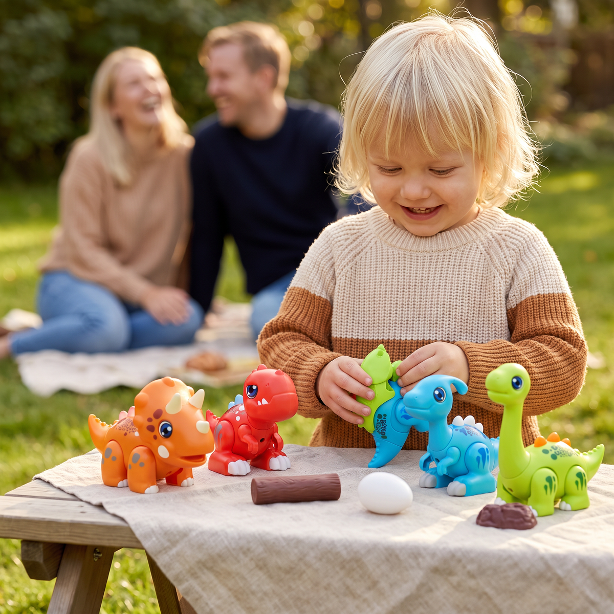 Enkel att montera STEM-lärleksak med dinosaurier, ljus och ljud